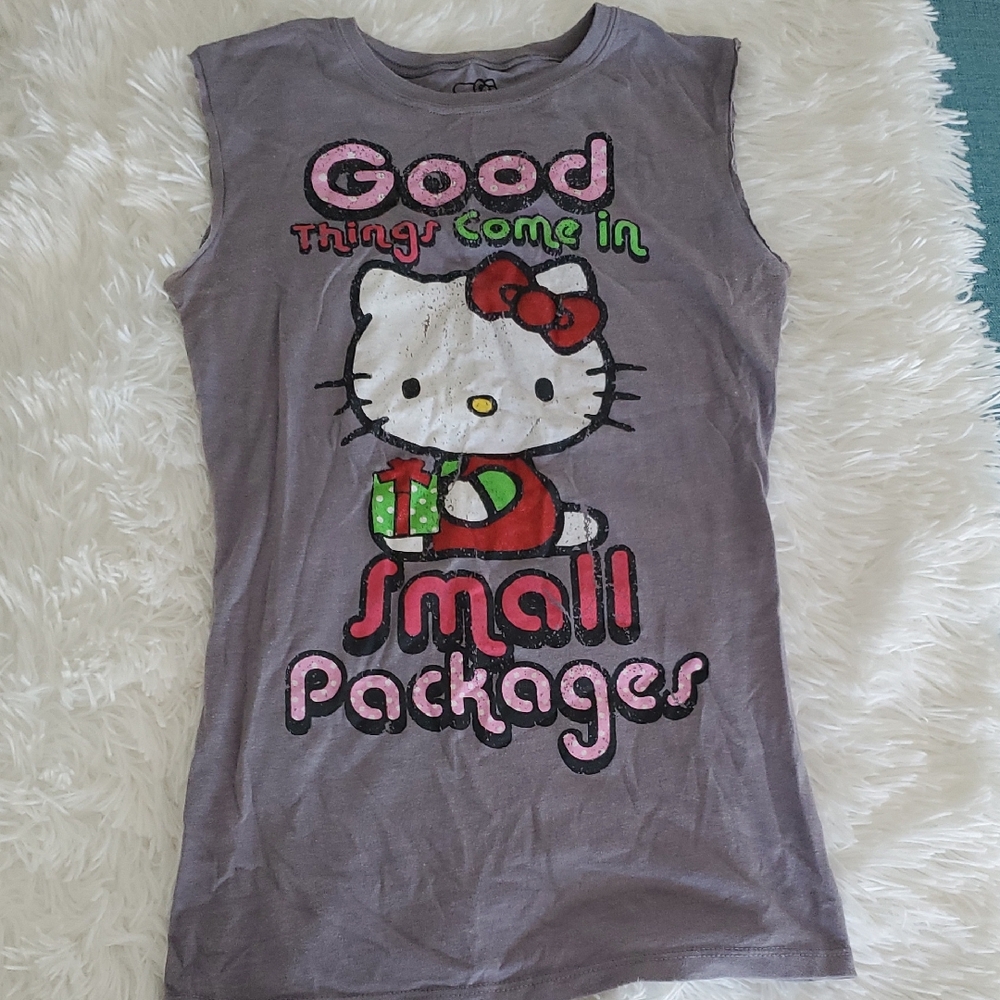 VINTAGE HELLO KITTY MUSCLE TEE XMAS XS